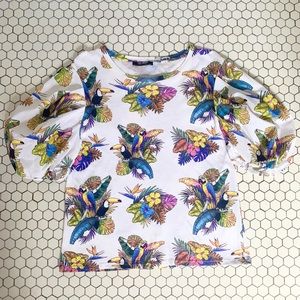 Zara pleated puff sleeve top